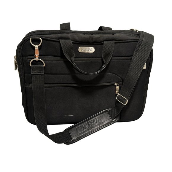 Kenneth Cole Reaction Black Nylon Messenger Computer Bag Carry-On Bag Strap - Picture 4 of 9